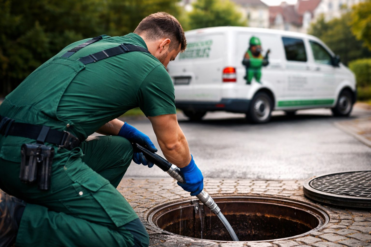 Techniker von Kanaltechnik Besold bei der Rohrreinigung und Kanalsanierung – schneller Einsatz auch für Kanalreinigung Fürth