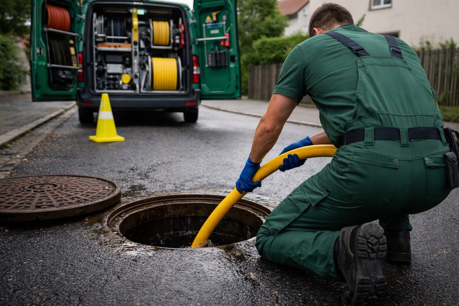 Techniker von Kanaltechnik Besold bei der Rohrreinigung in Roth – schneller Notdienst bei Verstopfungen im Raum Roth und Umgebung